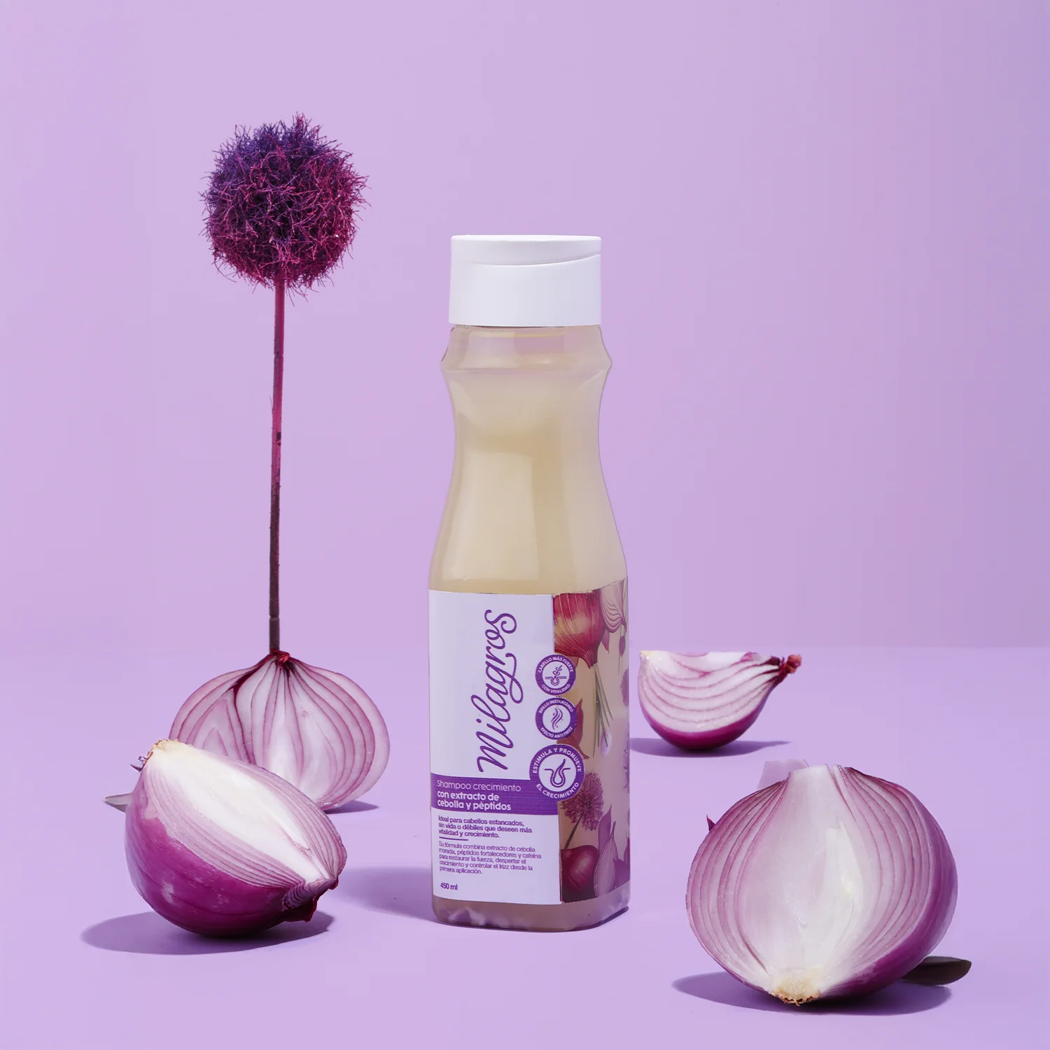 SHAMPOO CRECIMIENTO Y ANTIFRIZZ  CON CEBOLLA Y PÉPTIDOS MILAGROS