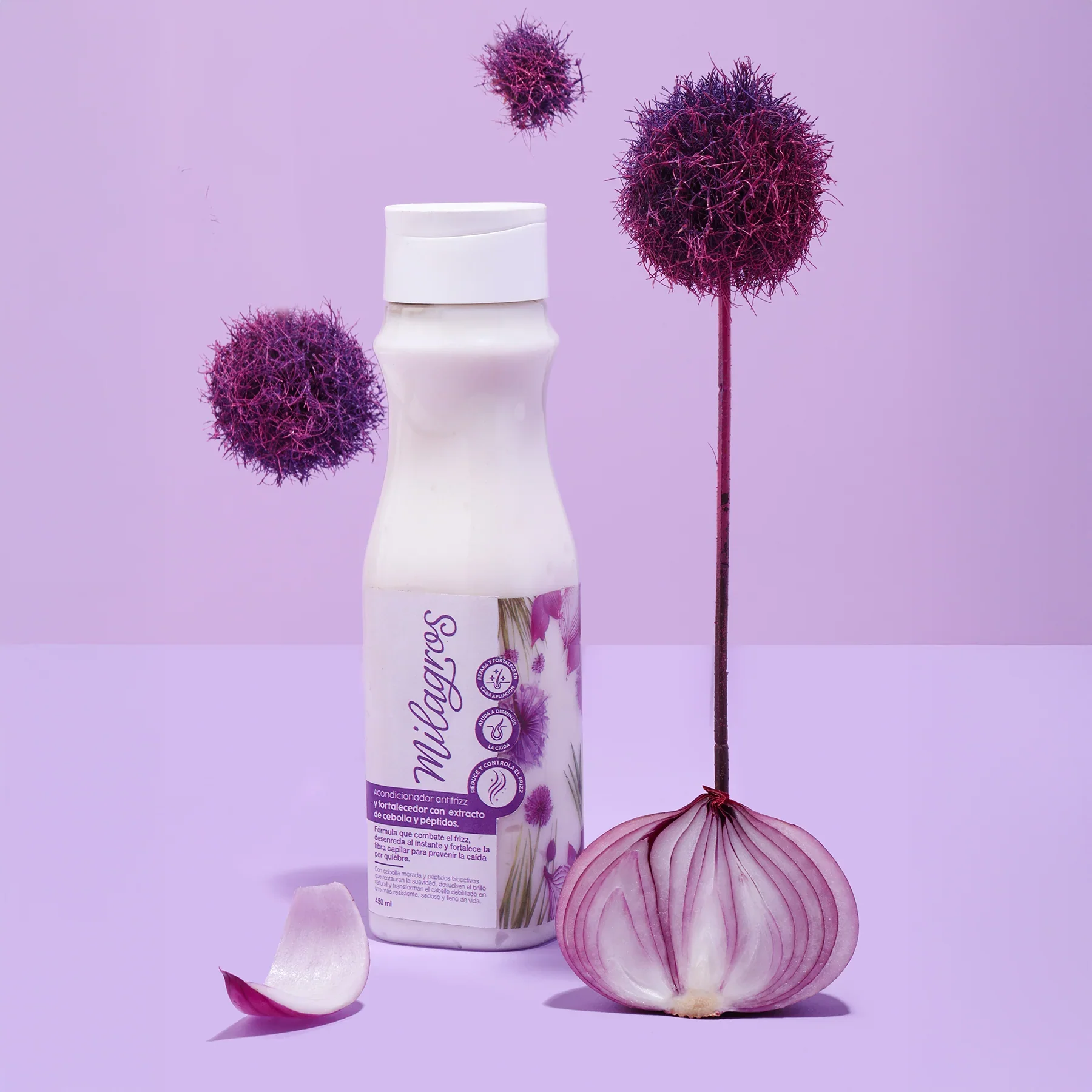 ACONDICIONADOR ANTIFRIZZ Y FORTALECEDOR CON CEBOLLA Y PÉPTIDOS  MILAGROS