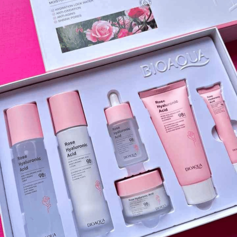 KIT DE ROSAS Y ÁCIDO HIALURÓNICO EN CAJA BIOAQUA