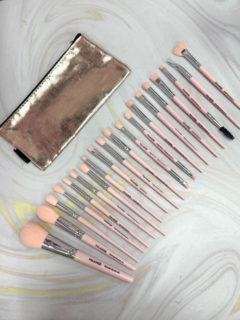 KIT DE BROCHAS MAANGE ×20 + COSMETIQUERA 